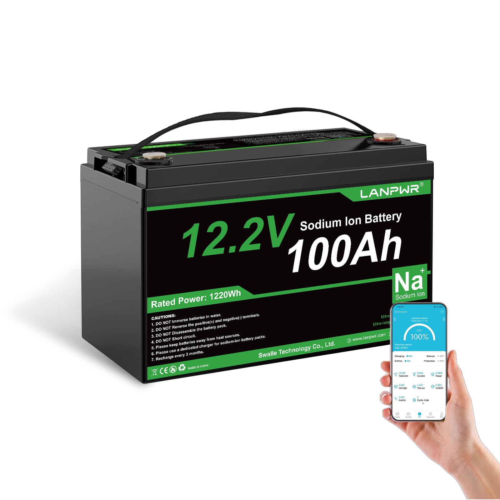 LANPWR 12V 100Ah Sodium-Ion Bluetooth Battery – Stable Charging in Extreme Cold