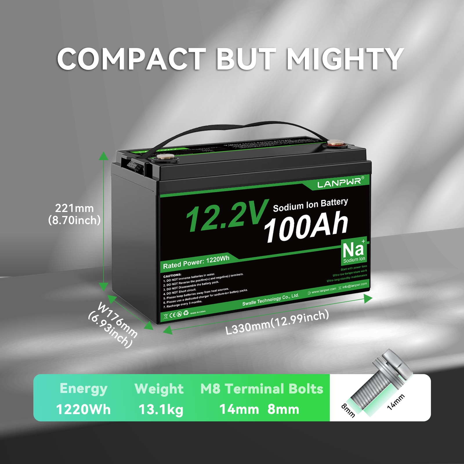 LANPWR 12V 100Ah Sodium-Ion Bluetooth Battery – Stable Charging in Extreme Cold