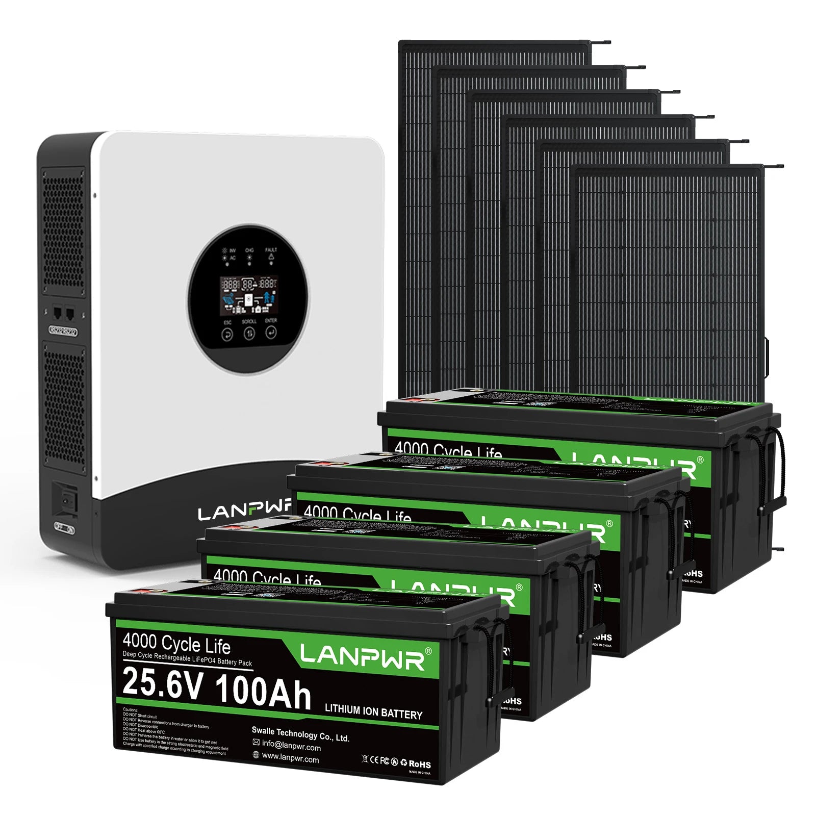 LANPWR 1080Wp 24V 3kW Complete MPPT Off Grid Solar Kit with 5.2kWh LiFePO4 Battery