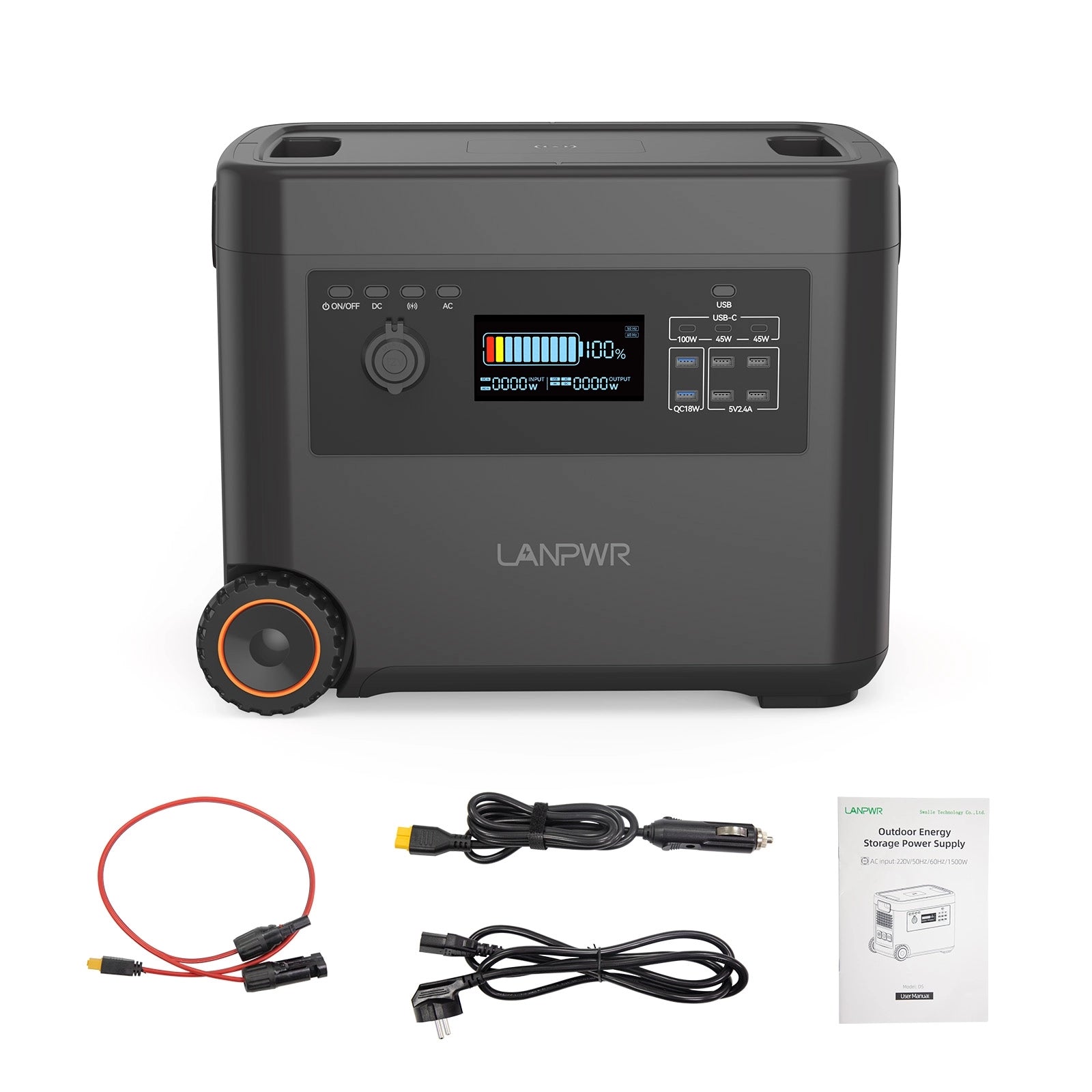 LANPWR D5-2500 Tragbare Powerstation mit Solargenerator, 2160 Wh, 2500 W – Ideal für Camping, Wohnmobilreisen, Gartenpartys und den Heimgebrauch