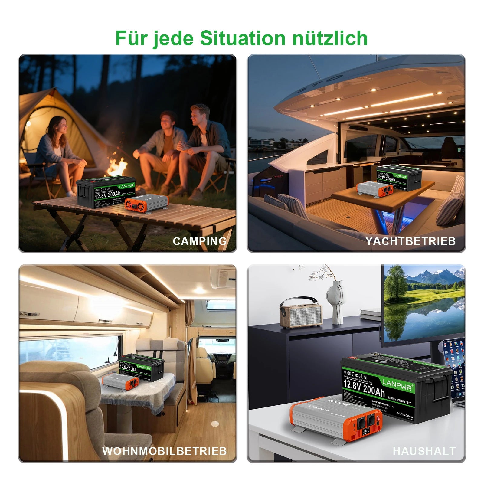 LANPWR 2000W Reiner Sinsuswellen Wechselrichter 12VDC zu 230VAC Konverter