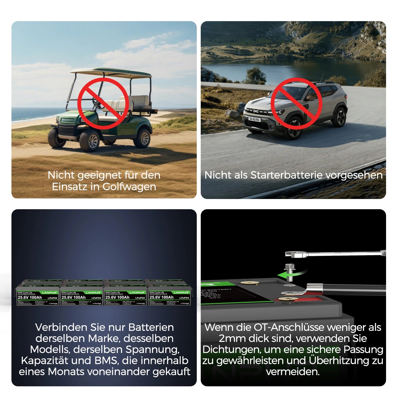 LANPWR 24V 100Ah Bluetooth LiFePO4 Lithium Batterie