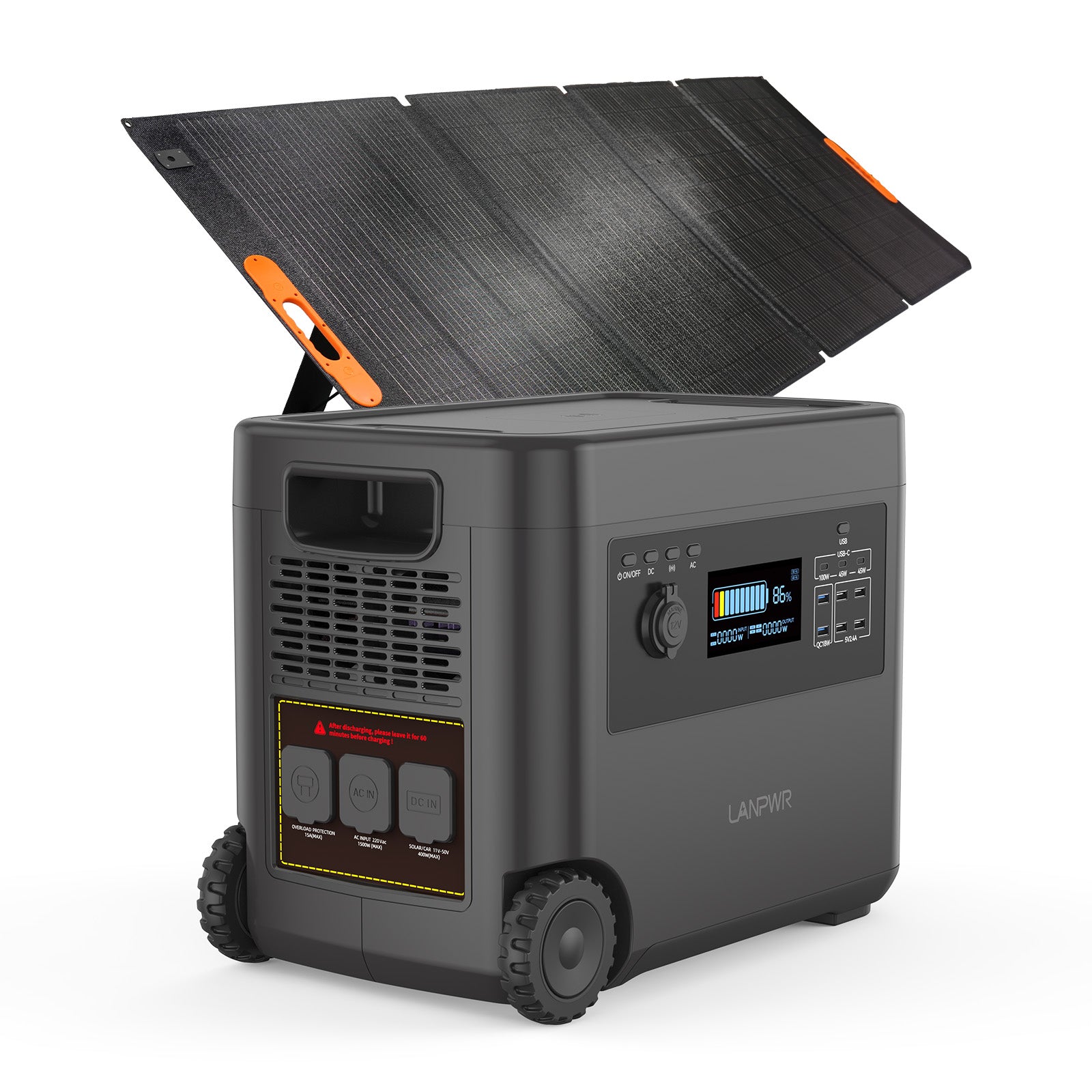 LANPWR D5-2500 Tragbare Powerstation mit Solargenerator, 2160 Wh, 2500 W – Ideal für Camping, Wohnmobilreisen, Gartenpartys und den Heimgebrauch