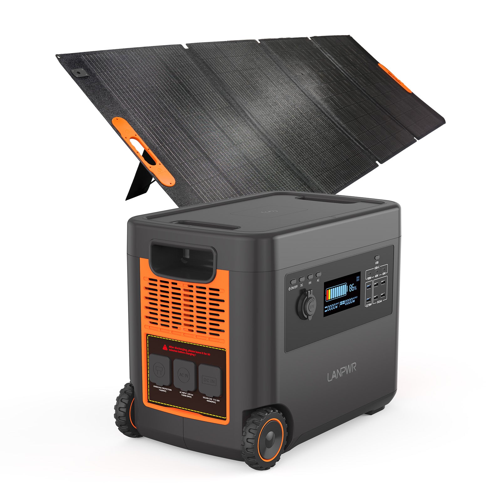 LANPWR D5-2500 Tragbare Powerstation mit Solargenerator, 2160 Wh, 2500 W – Ideal für Camping, Wohnmobilreisen, Gartenpartys und den Heimgebrauch