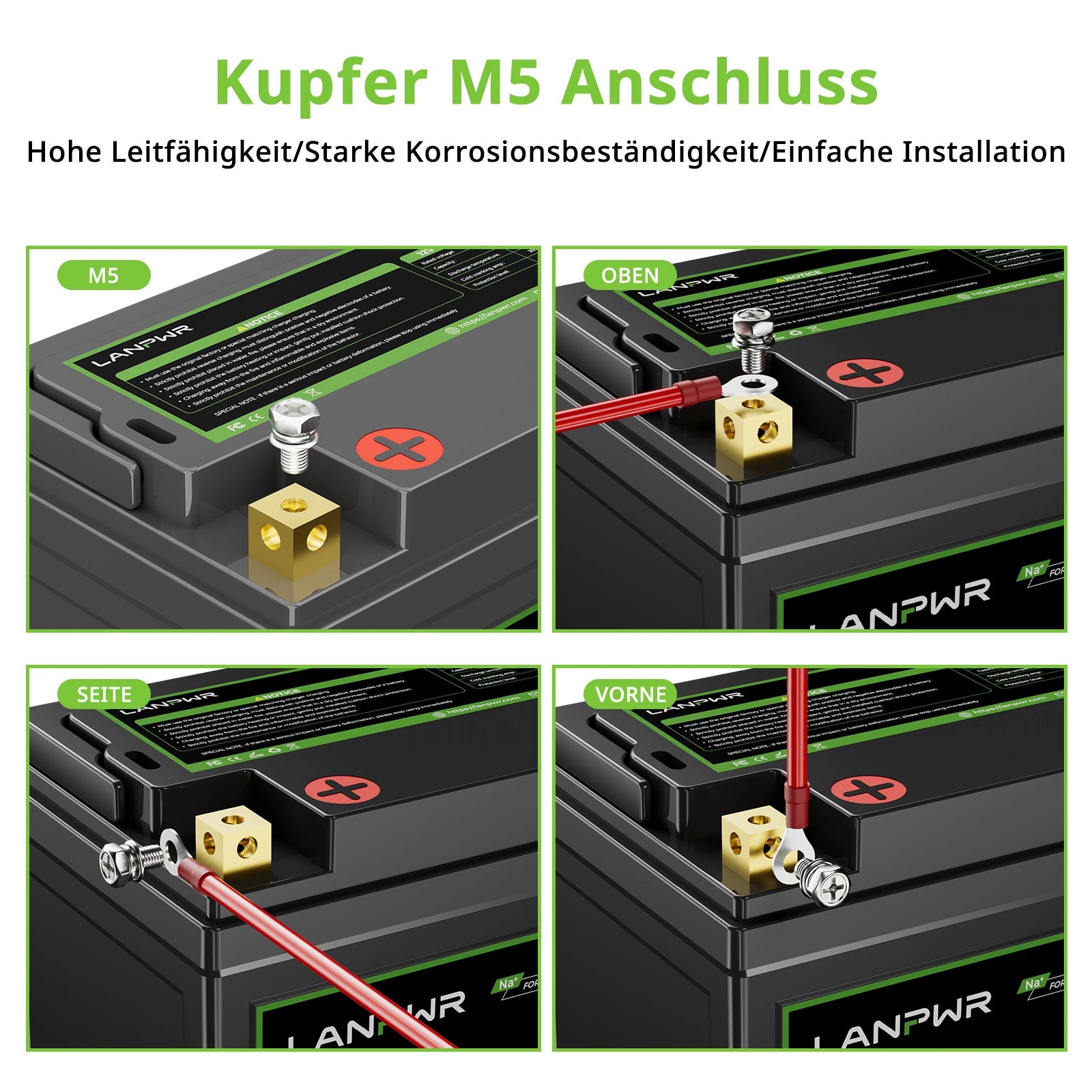 LANPWR 12V 5.1Ah 300CCA Natrium-Ionen Starterbatterie für Motorrad, Jet Ski, ATV, UTV, Snowmobile