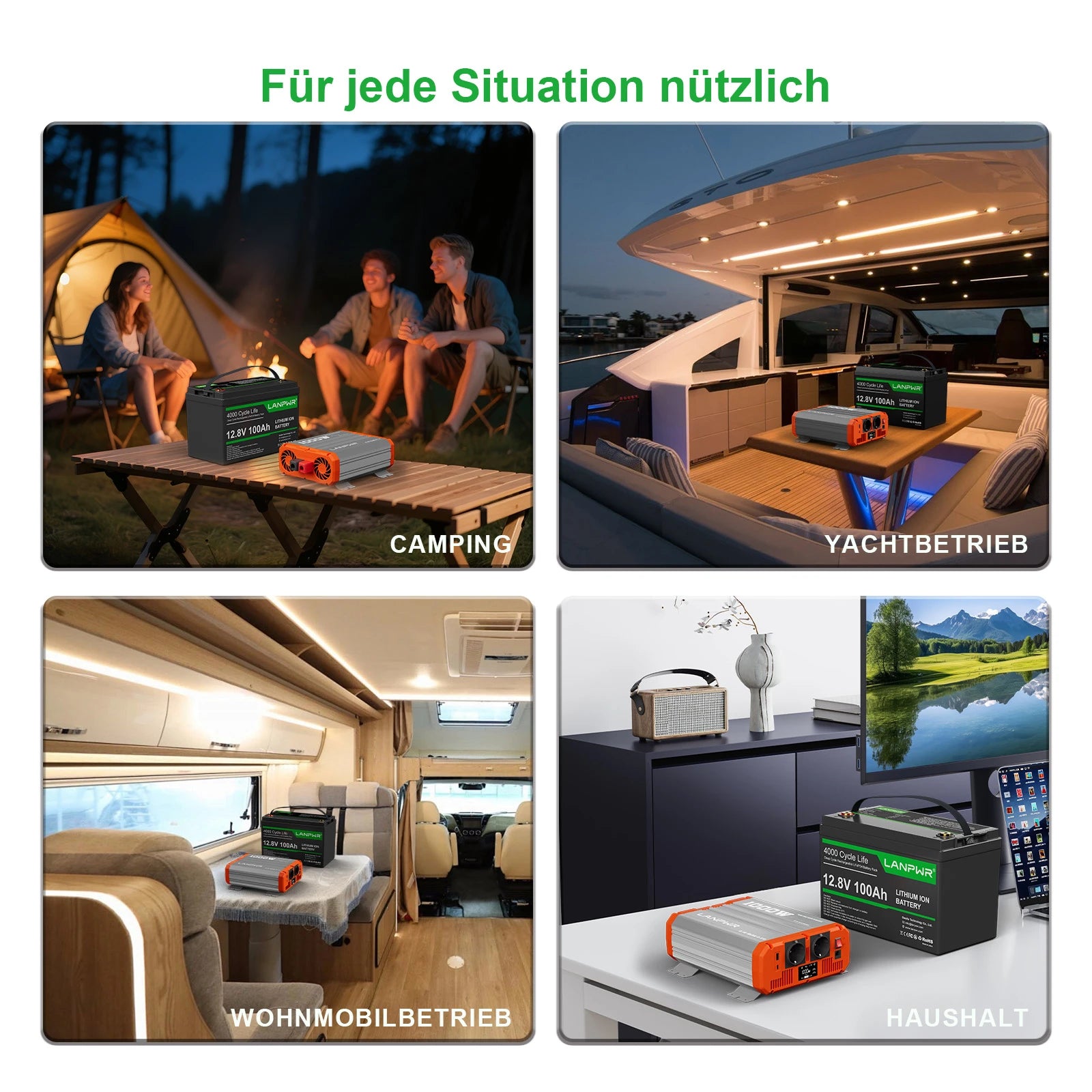 LANPWR 1000W Reiner Sinsuswellen Wechselrichter 12VDC zu 230VAC Konverter