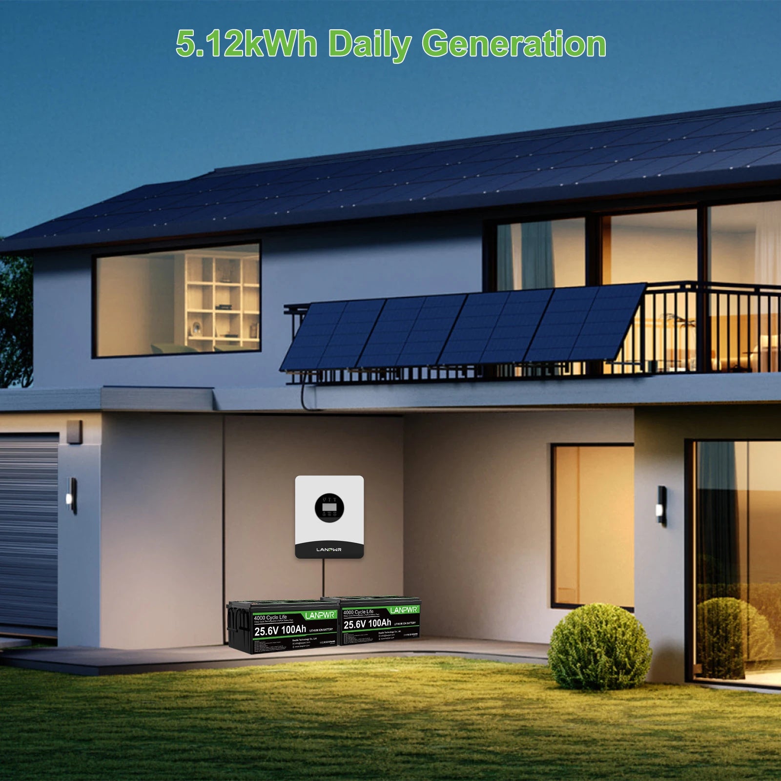 LANPWR 1080Wp 24V 3kW Complete MPPT Off Grid Solar Kit with  5.2kWh LiFePO4 Battery