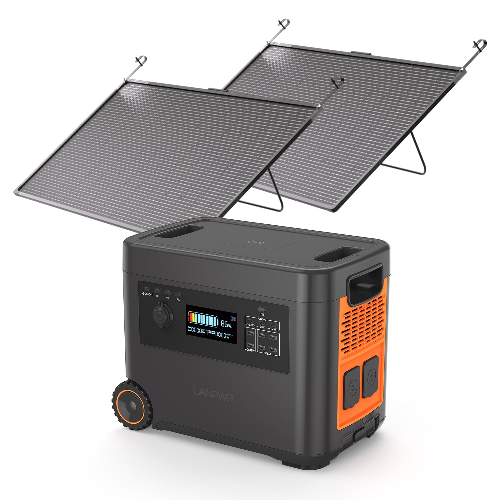 LANPWR D5-2500 Tragbare Powerstation mit Solargenerator, 2160 Wh, 2500 W – Ideal für Camping, Wohnmobilreisen, Gartenpartys und den Heimgebrauch