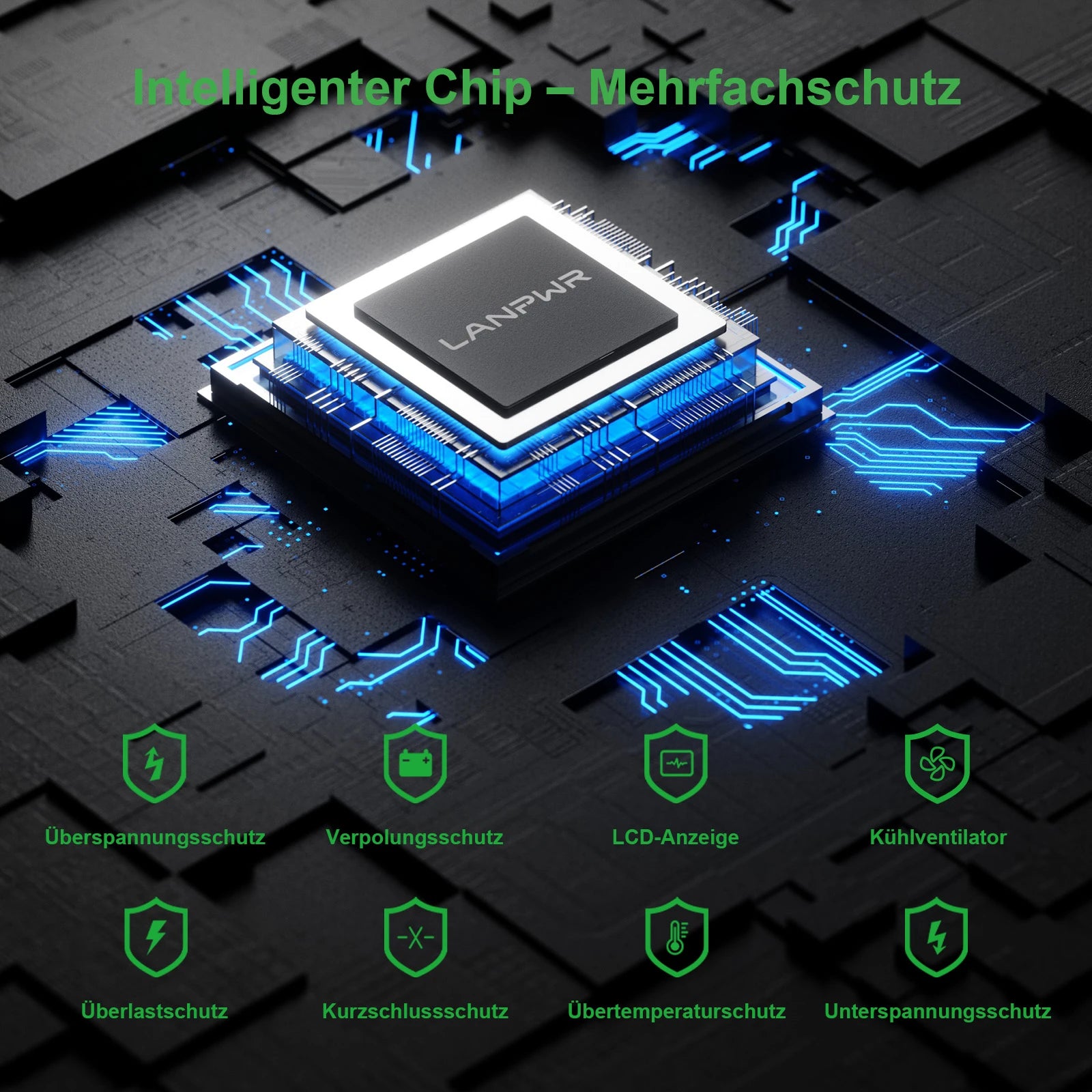 LANPWR 1000W Reiner Sinsuswellen Wechselrichter 24VDC zu 230VAC Konverter