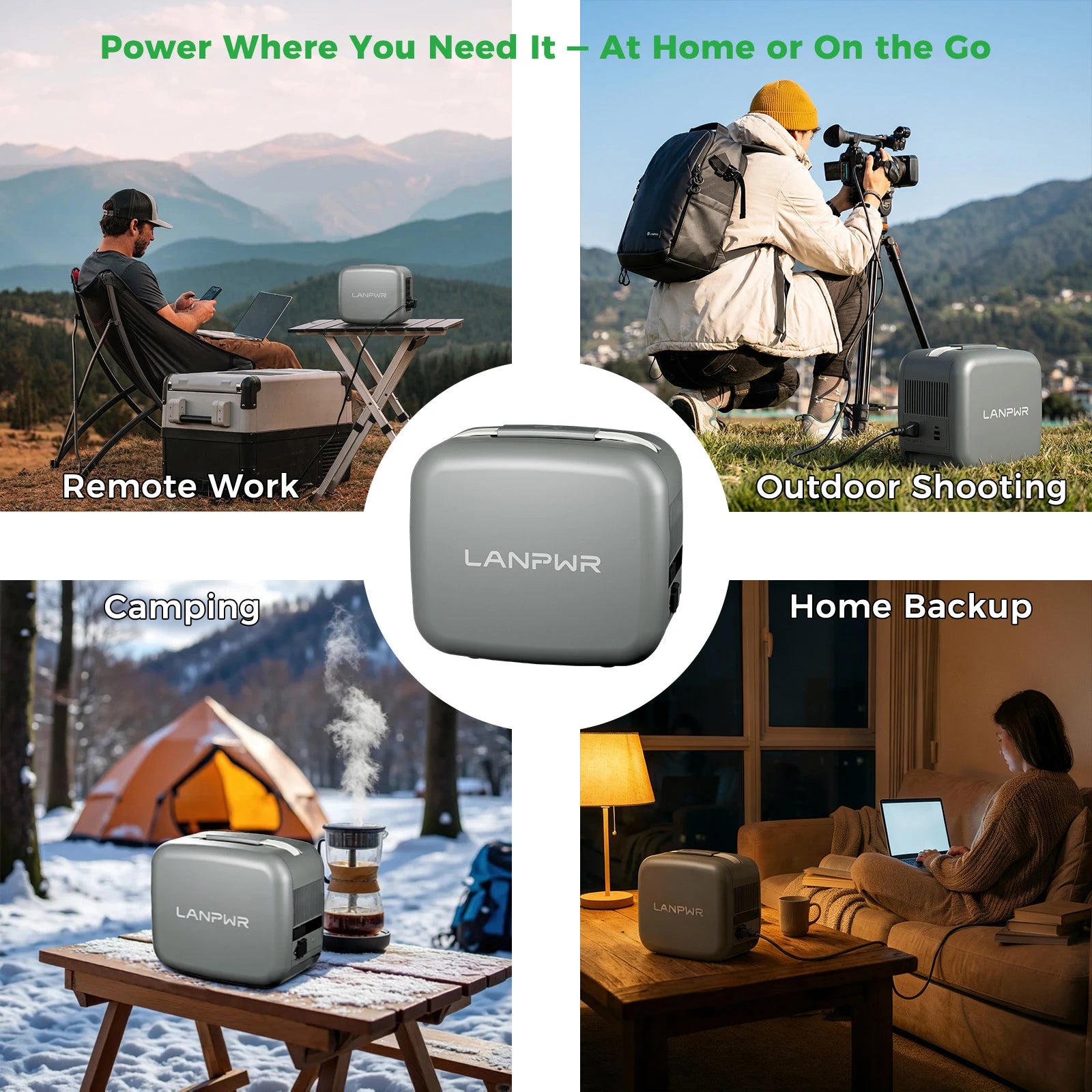 LANPWR D3-1000 Portable Power Station 1004Wh Capacity, 300W Load, Compact Design, Solar Charging