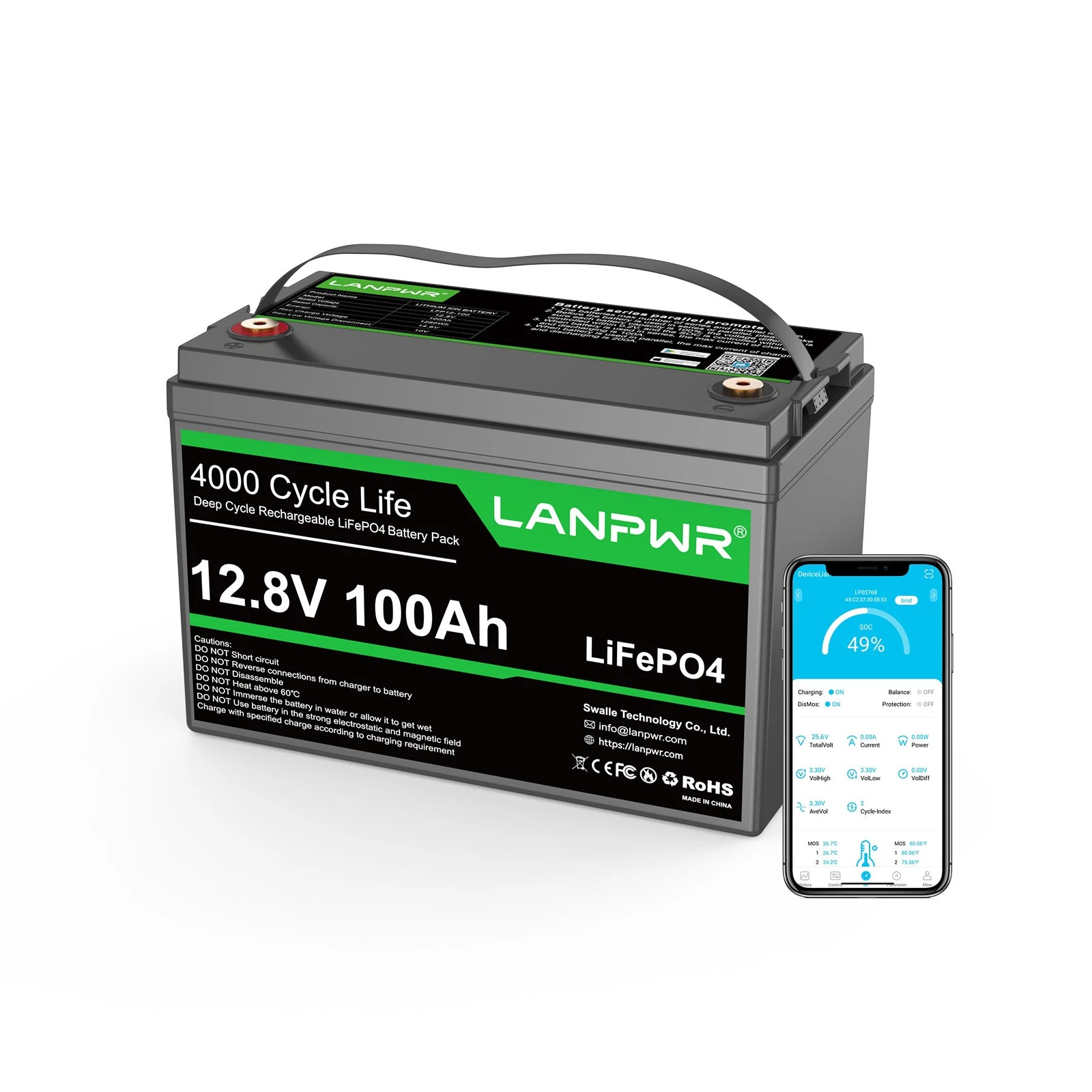 LANPWR 12V 100Ah Bluetooth LiFePO4 Batterie für MiniCamper  Wohnmobil