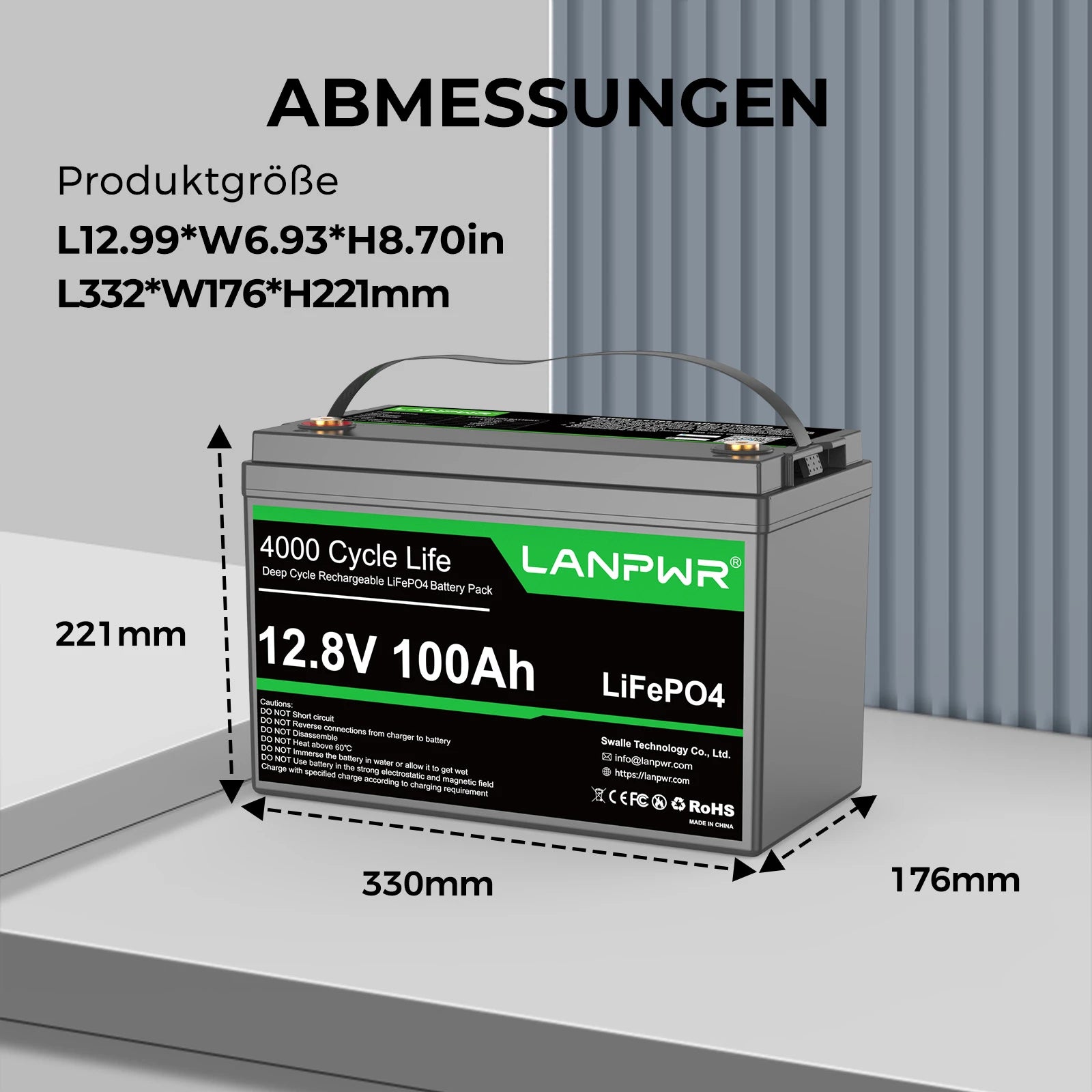 LANPWR 12V 100Ah Bluetooth LiFePO4 Batterie für MiniCamper  Wohnmobil