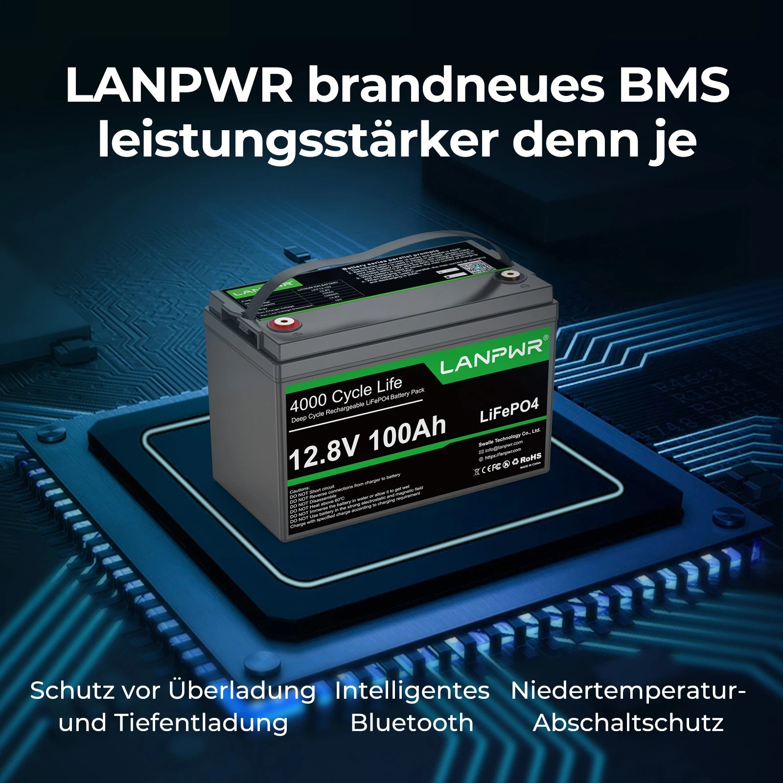 LANPWR 12V 100Ah Bluetooth LiFePO4 Batterie für MiniCamper  Wohnmobil