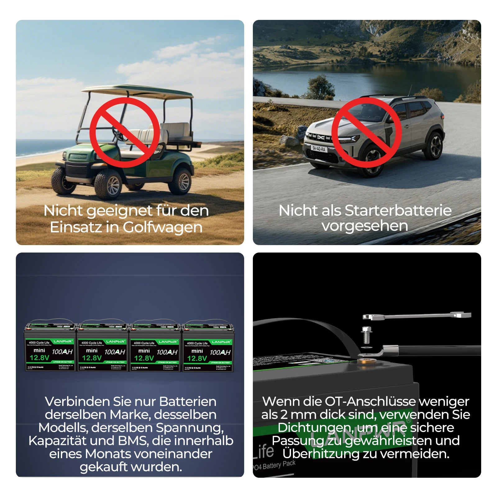 LANPWR 12V 100Ah Mini Bluetooth LiFePO₄ Lithiumbatterie für MiniCamper Wohnmobil