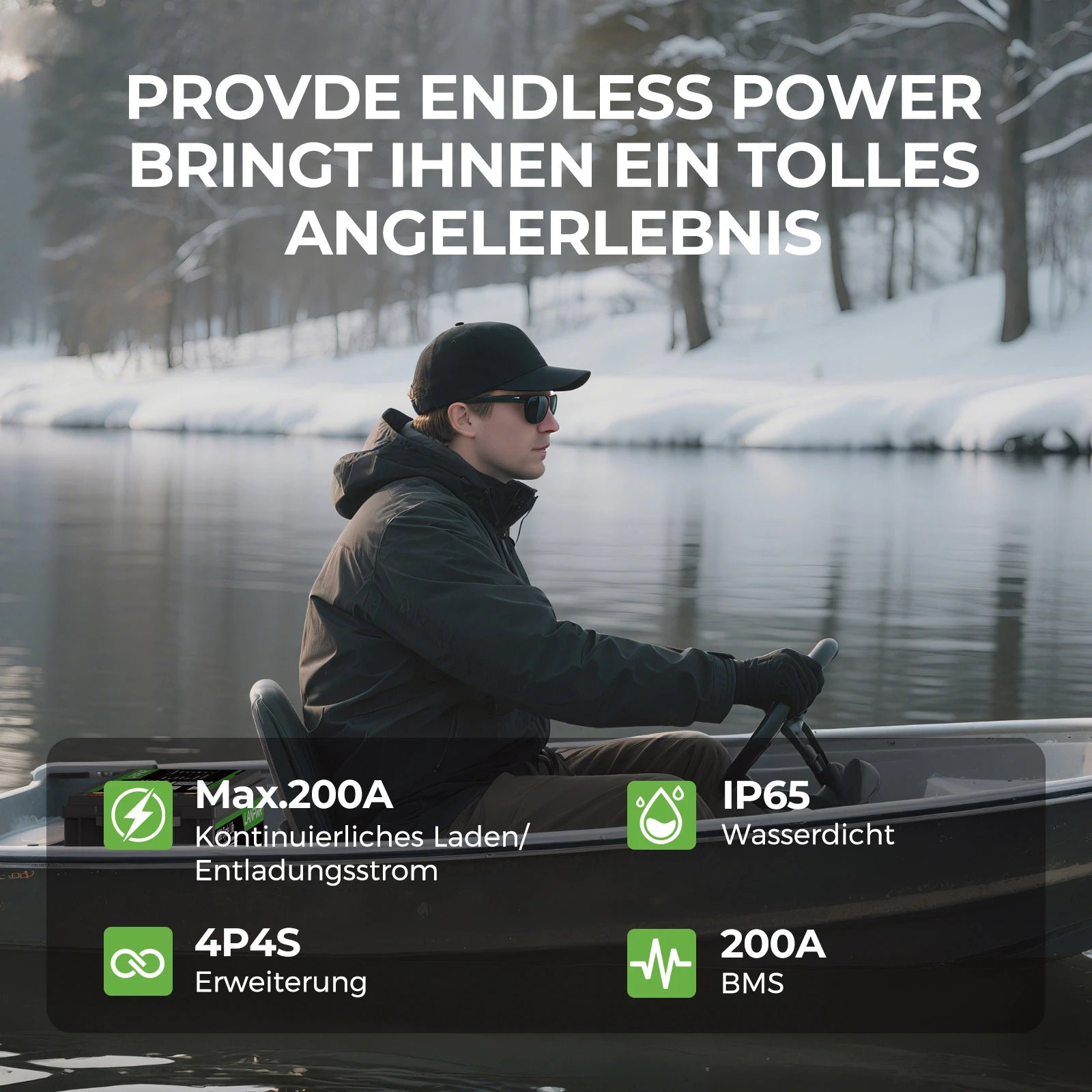 LANPWR 12V 200Ah Plus Bluetooth LiFePO4 Lithium Batterie