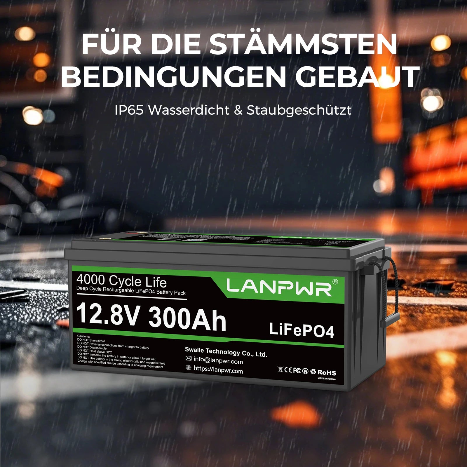 LANPWR 12V 300Ah Bluetooth LiFePO4 Lithium Batterie