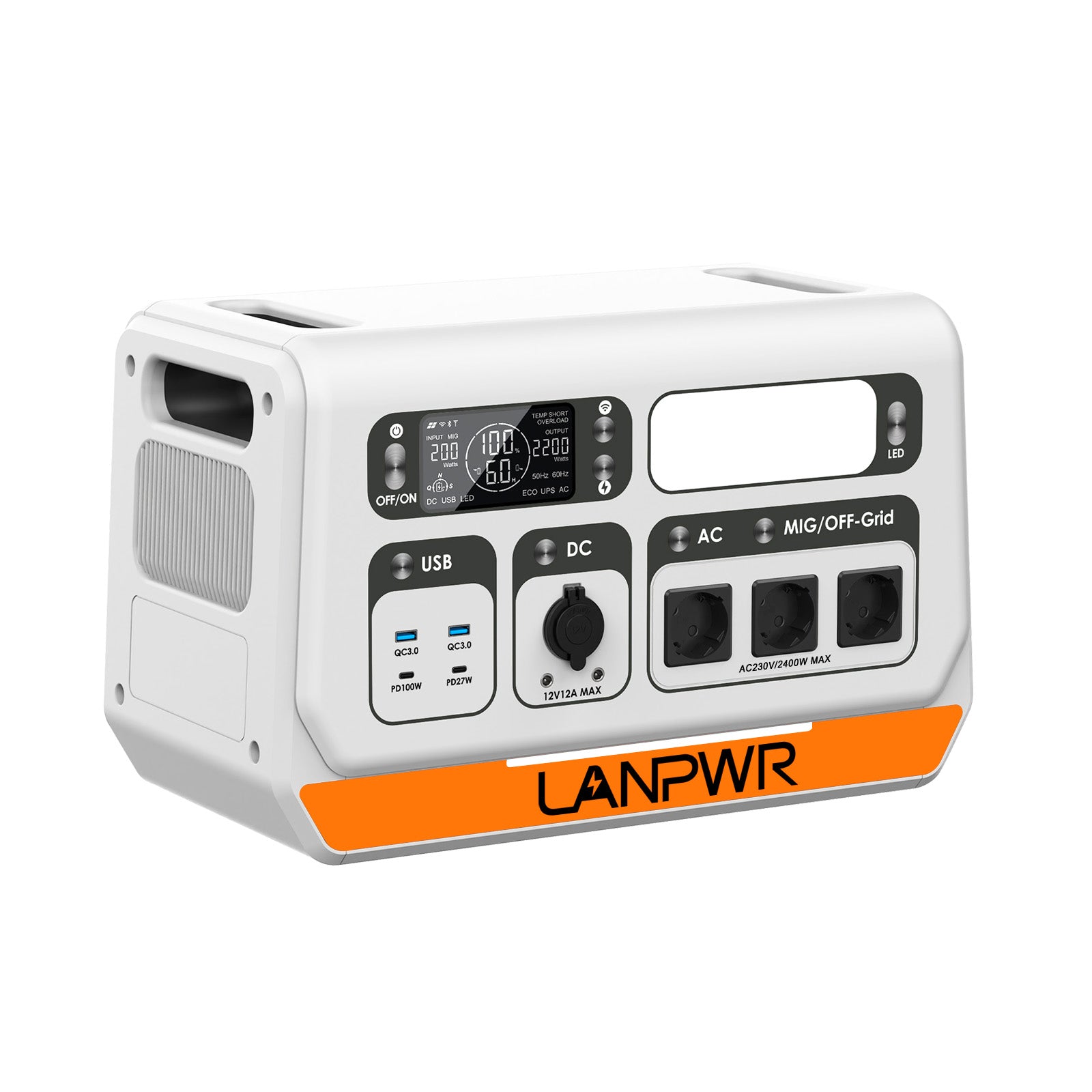 LANPWR 2400PRO – Kompaktes All-in-One Balkon-Solarsystem 2200 W / 2048 Wh